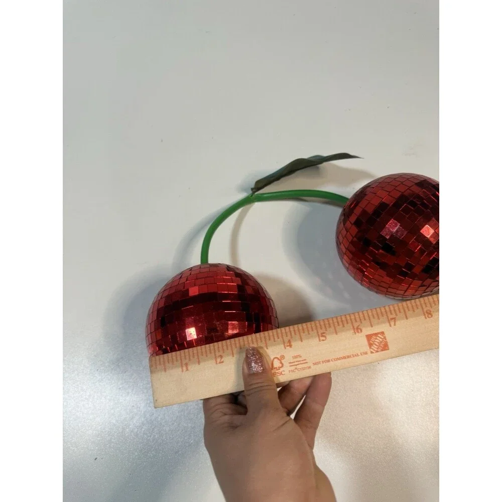 Disco Ball Decor with Cherry Shape, Cherry Decor for Room Red